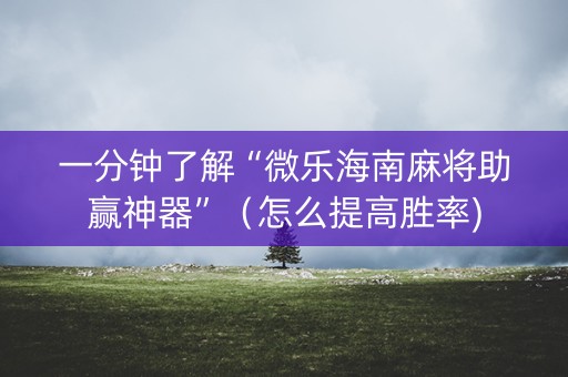 一分钟了解“微乐海南麻将助赢神器”（怎么提高胜率)