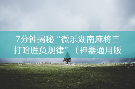 7分钟揭秘“微乐湖南麻将三打哈胜负规律”（神器通用版)