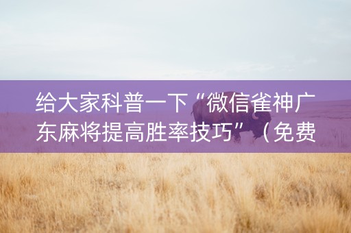 给大家科普一下“微信雀神广东麻将提高胜率技巧”（免费辅助)