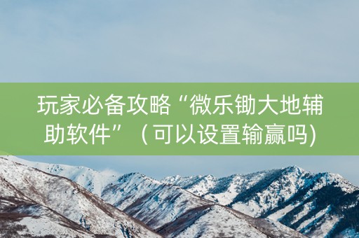 玩家必备攻略“微乐锄大地辅助软件”（可以设置输赢吗)