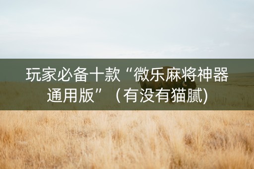玩家必备十款“微乐麻将神器通用版”（有没有猫腻)