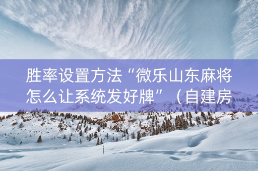 胜率设置方法“微乐山东麻将怎么让系统发好牌”（自建房胜负规律)