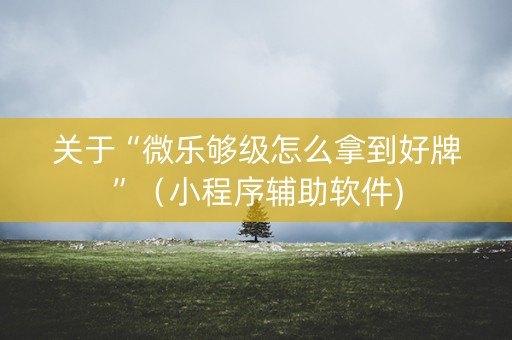 关于“微乐够级怎么拿到好牌”（小程序辅助软件)