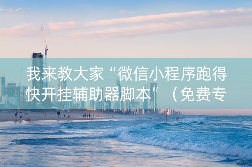 我来教大家“微信小程序跑得快开挂辅助器脚本”（免费专用神器)