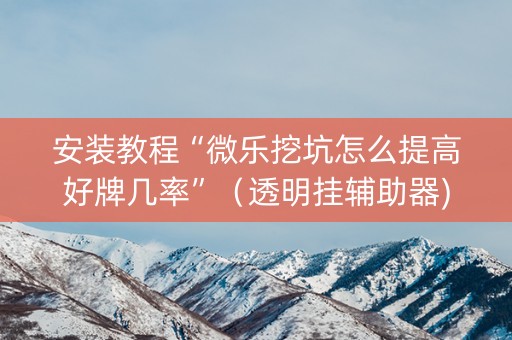 安装教程“微乐挖坑怎么提高好牌几率”（透明挂辅助器)