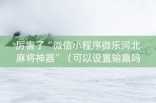 厉害了“微信小程序微乐河北麻将神器”（可以设置输赢吗)