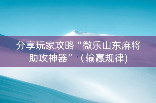 分享玩家攻略“微乐山东麻将助攻神器”（输赢规律)