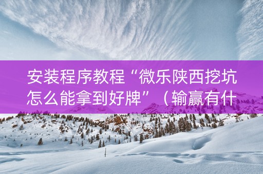 安装程序教程“微乐陕西挖坑怎么能拿到好牌”（输赢有什么规律)