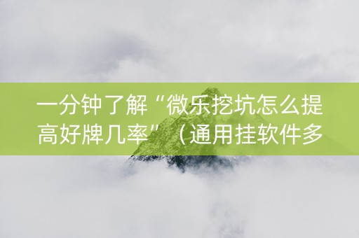 一分钟了解“微乐挖坑怎么提高好牌几率”（通用挂软件多少钱)