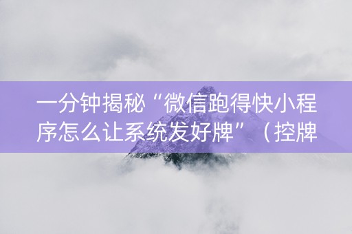 一分钟揭秘“微信跑得快小程序怎么让系统发好牌”（控牌神器)