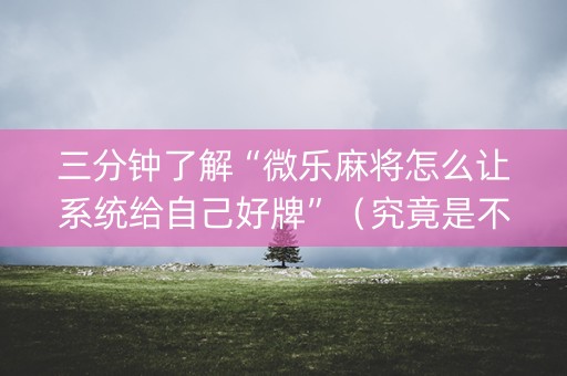 三分钟了解“微乐麻将怎么让系统给自己好牌”（究竟是不是有挂)