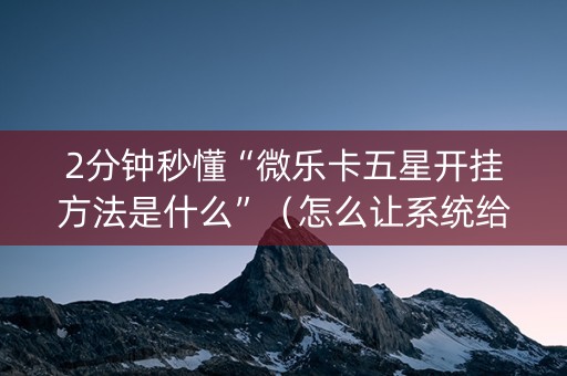 2分钟秒懂“微乐卡五星开挂方法是什么”（怎么让系统给你发好牌)