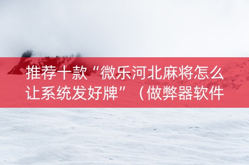 推荐十款“微乐河北麻将怎么让系统发好牌”（做弊器软件下载)