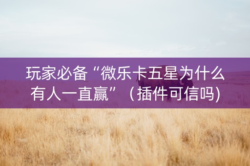 玩家必备“微乐卡五星为什么有人一直赢”（插件可信吗)