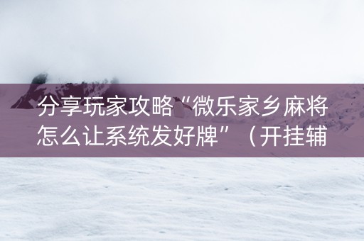分享玩家攻略“微乐家乡麻将怎么让系统发好牌”（开挂辅助器脚本)