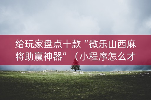 给玩家盘点十款“微乐山西麻将助赢神器”（小程序怎么才会赢)