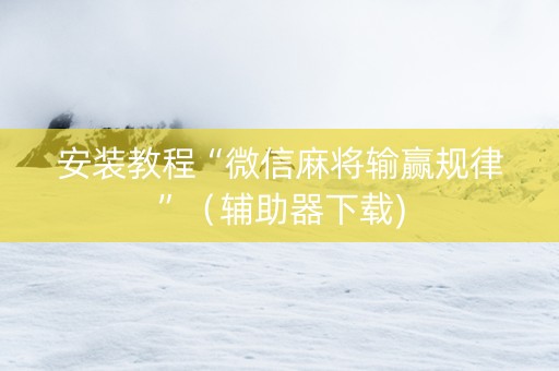 安装教程“微信麻将输赢规律”（辅助器下载)