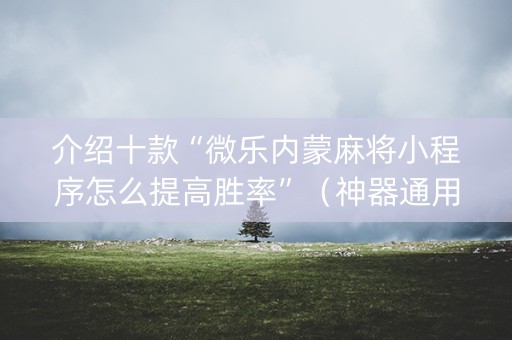 介绍十款“微乐内蒙麻将小程序怎么提高胜率”（神器通用版)