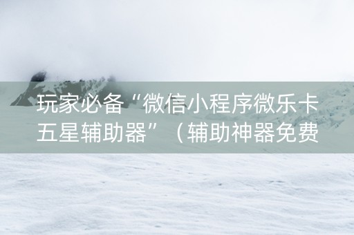 玩家必备“微信小程序微乐卡五星辅助器”（辅助神器免费)