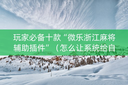玩家必备十款“微乐浙江麻将辅助插件”（怎么让系统给自己好牌)