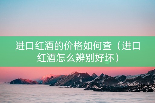 进口红酒的价格如何查（进口红酒怎么辨别好坏）