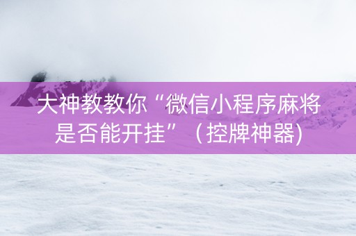 大神教教你“微信小程序麻将是否能开挂”（控牌神器)