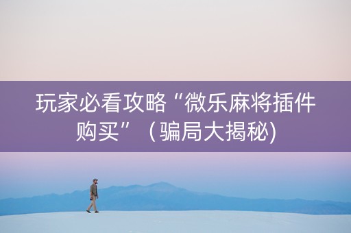 玩家必看攻略“微乐麻将插件购买”（骗局大揭秘)