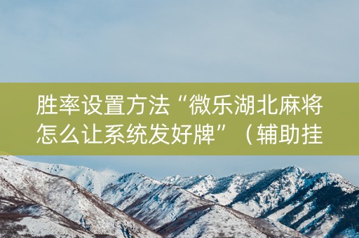 胜率设置方法“微乐湖北麻将怎么让系统发好牌”（辅助挂发牌规律)
