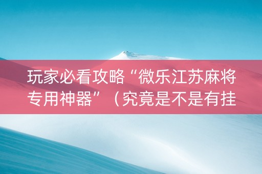 玩家必看攻略“微乐江苏麻将专用神器”（究竟是不是有挂)