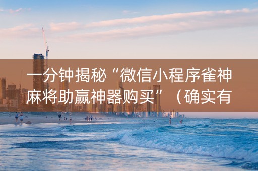 一分钟揭秘“微信小程序雀神麻将助赢神器购买”（确实有插件吗)