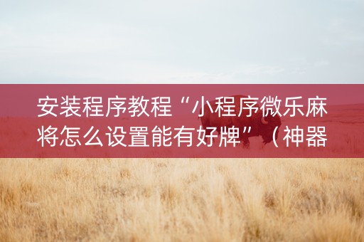 安装程序教程“小程序微乐麻将怎么设置能有好牌”（神器通用版)