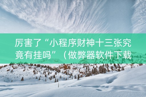 厉害了“小程序财神十三张究竟有挂吗”（做弊器软件下载)
