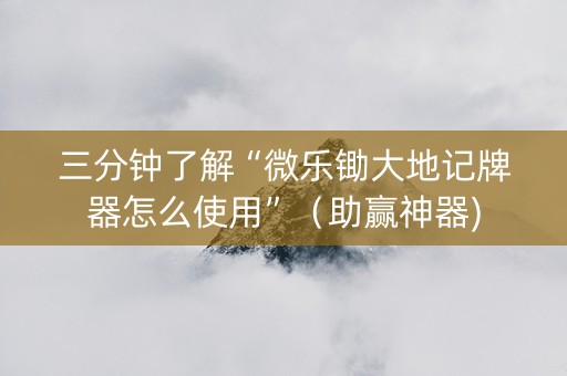 三分钟了解“微乐锄大地记牌器怎么使用”（助赢神器)