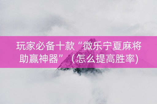 玩家必备十款“微乐宁夏麻将助赢神器”（怎么提高胜率)