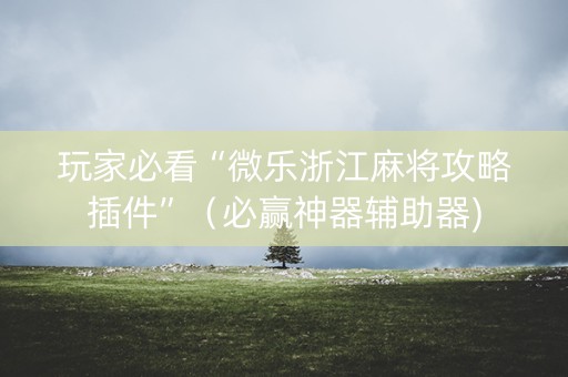 玩家必看“微乐浙江麻将攻略插件”（必赢神器辅助器)