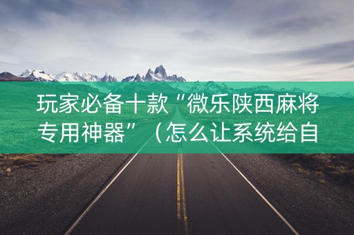 玩家必备十款“微乐陕西麻将专用神器”（怎么让系统给自己好牌)