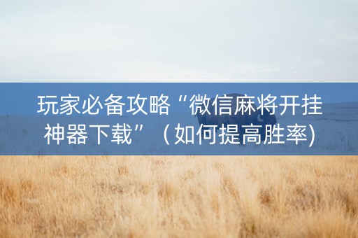 玩家必备攻略“微信麻将开挂神器下载”（如何提高胜率)