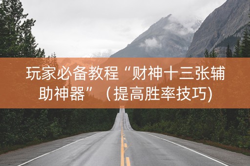 玩家必备教程“财神十三张辅助神器”（提高胜率技巧)