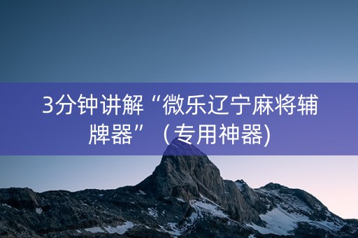 3分钟讲解“微乐辽宁麻将辅牌器”（专用神器)