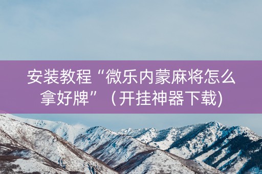安装教程“微乐内蒙麻将怎么拿好牌”（开挂神器下载)
