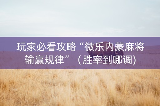 玩家必看攻略“微乐内蒙麻将输赢规律”（胜率到哪调)