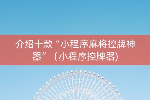介绍十款“小程序麻将控牌神器”（小程序控牌器)