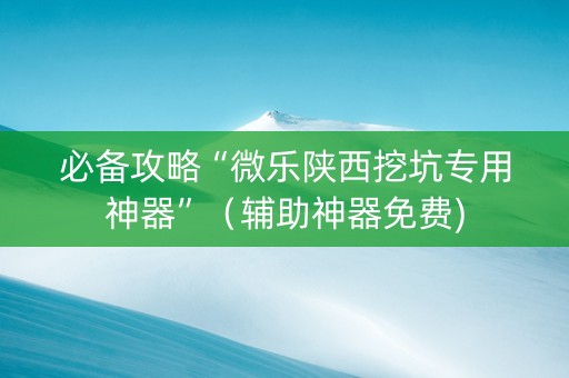 必备攻略“微乐陕西挖坑专用神器”（辅助神器免费)