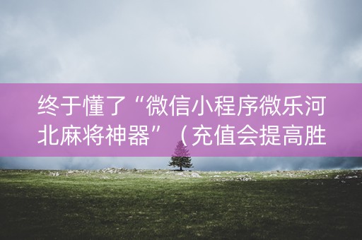 终于懂了“微信小程序微乐河北麻将神器”（充值会提高胜率么)