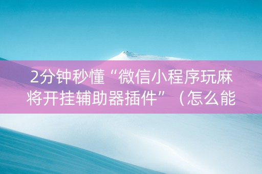 2分钟秒懂“微信小程序玩麻将开挂辅助器插件”（怎么能让牌好一点)