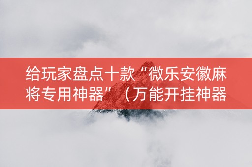 给玩家盘点十款“微乐安徽麻将专用神器”（万能开挂神器)