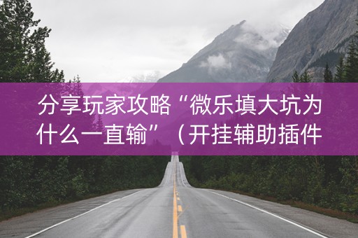 分享玩家攻略“微乐填大坑为什么一直输”（开挂辅助插件)