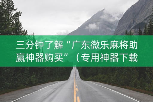 三分钟了解“广东微乐麻将助赢神器购买”（专用神器下载)