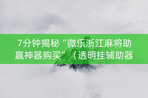 7分钟揭秘“微乐浙江麻将助赢神器购买”（透明挂辅助器)