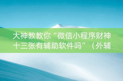 大神教教你“微信小程序财神十三张有辅助软件吗”（外辅工具)